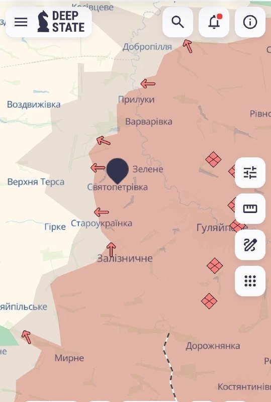 оновлення мапи бойових дій на Запорізькому напрямку