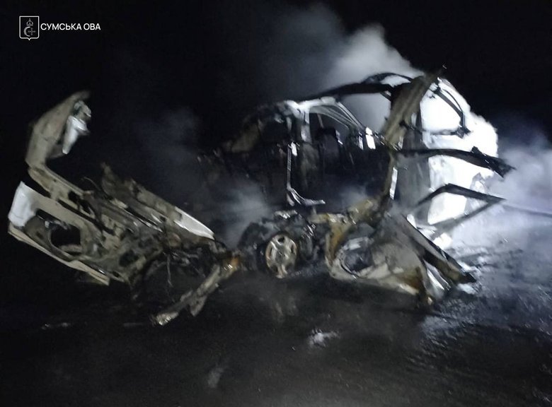 Russian drone attacks civilian car in Sumy region