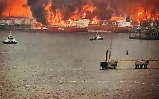 Пожежа в порту Усть-Луга спалахнула з новою силою після чергового удару дронів. СУПУТНИКОВИЙ ЗНІМОК