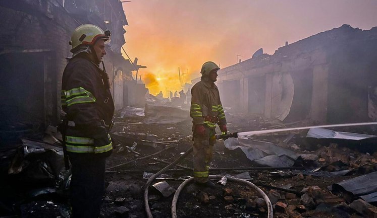 Consequences of Russian Federation’s massive drone attack on Bila Tserkva: hangars and company building destroyed. PHOTOS