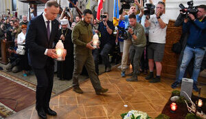 Президенти Володимир Зеленський та Анджей Дуда спільно вшановують пам’ять жертв Волинської трагедії в Луцьку, 9 липня 2023