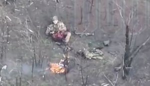 Уцілілий окупант із відірваною ногою вовтузиться та перекидається з боку на бік у переліску. ВIДЕО 18+