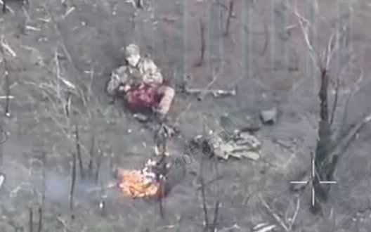 Уцілілий окупант із відірваною ногою вовтузиться та перекидається з боку на бік у переліску. ВIДЕО 18+