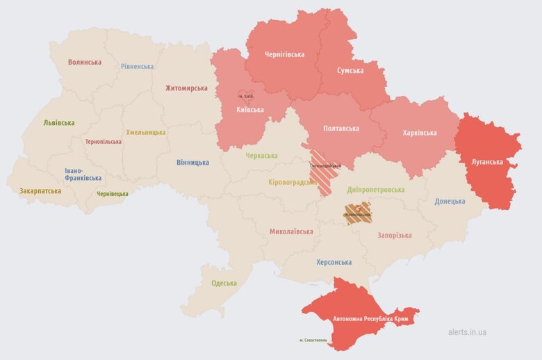 В Киеве и ряде областей объявляли воздушную тревогу 01