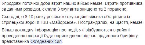 33 обстріли позицій ООС за добу: поранено одного українського воїна, ліквідовано трьох окупантів, - штаб 02