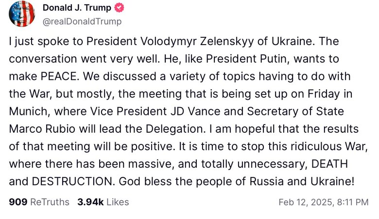 Трамп про розмову із Зеленським