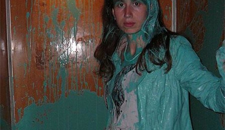 Journalist Who 'Cracked' Mezhygorye Attacked and Splashed with Paint. PHOTO