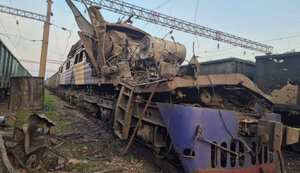 Russia fired at locomotive carrying civilian cargo on Prydniprovska railway for second time in 24 hours. PHOTO
