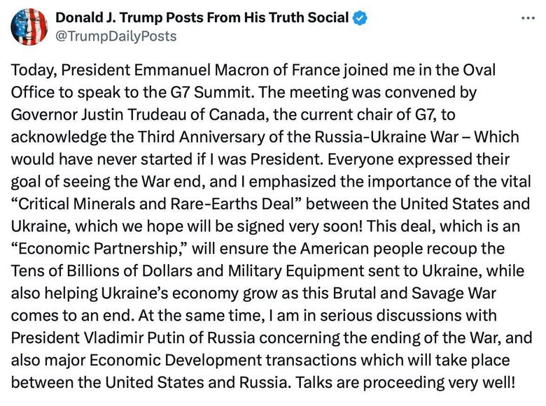 Trump says he's talking to Putin about ending the war in Ukraine