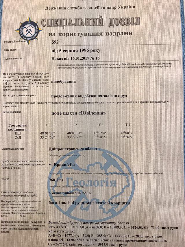Госгеонедра продлила лицензии на добычу руднику Сухая Балка Ярославского 01