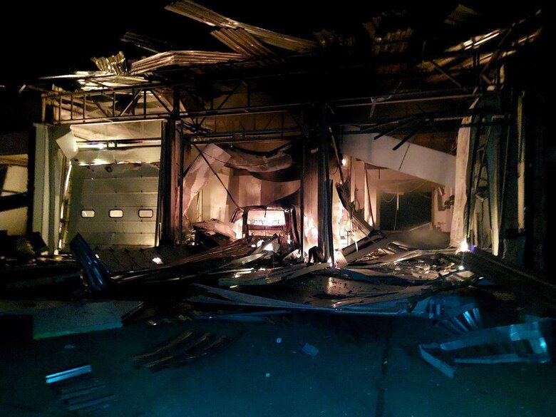 Russian strike on a meat processing plant in Bohodukhiv