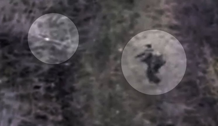 Russian man, whilst firing at Ukrainian drone, hit one of his own comrades. VIDEO